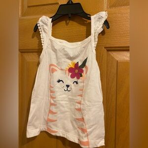 Carter's White and Pink Cat Tank Top